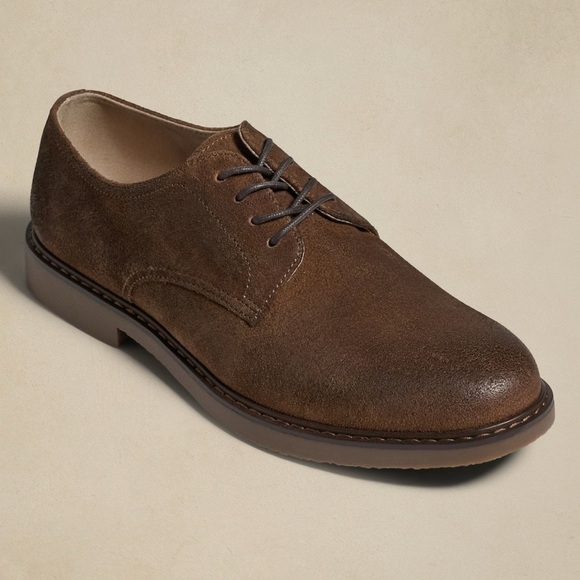 Banana Republic Espresso Suede Business Casual Derby Oxford Style Leather Shoes